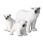 FLORMOON Animal Figures - 3pcs Realistic Polar Bear Action Model - Plastic Animal Learning Educational Bath Toys - Birthday Cupcake Topper Party Favors Gift For Kids Toddlers