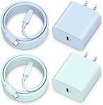 20W iPhone Charger, 2-Pack USB C Wall Charger Block PD Power Adapter Plug with 6FT Type C to L Cable Charging Cord for iPhone 14 13 12 11 Pro Max Mini Plus, XS XR X 8 7 6, iPad [Blue+Green]