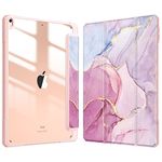 FINTIE Hybrid Case Compatible with iPad Air 3rd Generation 2019 / iPad Pro 3rd Generation 2017, 10.5-inch Built-in Pencil Holder Shockproof Cover with Clear Transparent Back Shell, Glittering Marble