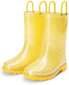 DREAM PAIRS Kids Rain Boots Glitter Boys Girls with Easy-on Handles Sparkly Waterproof Boots Outdoor Playing Rain Boots Unisex-Child,Size 10 Toddler,Yellow,KKEMRB2501