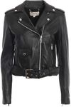 Michael Kors Michael Women's Black Leather Moto Jacket, Black, X-Small