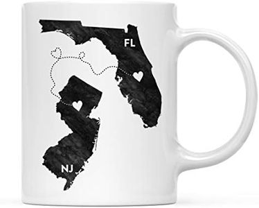 Andaz Press 11oz. Coffee Mug Long Distance Gift, Florida And New Jersey, Black And White Modern, 1-Pack, Moving Away Graduation University College For Him Her Relationships Florida Coffee Mug