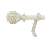 Decopolitan - 29992-26DW Leaf Ball 5/8" Curtain Rod Set, 26 to 48 Inches, Distressed Ivory