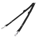 Adjustable Double Dog Lead Coupler No Tangle Nylon Twin 2 Pet Trainer Leash Splitter (S 13-19.7in, Black)