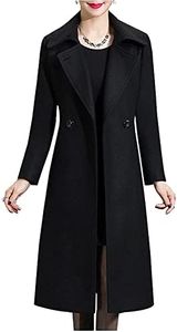 IDEALSANXUN Womens Vintage Double Breasted Long Wool Jacket Pea Coat, #2 Black, Medium