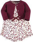 Touched by Nature Baby Girls Organic Cotton Dress and Cardigan, Berry Branch, 6-9 Months