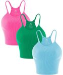 Sunzel Women's Seamless Crop Ribbed Tank Tops with Racerback No Pad 3Pcs