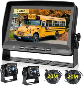 Podofo Telecamera Auto AHD Cablata con Monitor da 8 pollici Kit con 2 Telecamere Cavo da 2x20m IP69 Visione Notturna Impermeabile 2 CHN Applicabile a Camion e Camper DC 12-24V