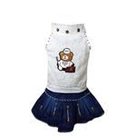 Baby Girl's Denim Skirt Top Dresses White and Blue (12-18 Months, White)