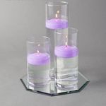 Eastland Octagon Mirror and Cylinder Vases Centerpiece with Richland Floating Candles 3". 4 Piece (Lavender, 8" Mirror)