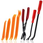 Glarks 7Pcs Auto Trim Removal Tool Kit, Universal Car Panel Trim Upholstery Rivets Clip Puller Pliers Fastener Remover Automotive Door Panel Trim Removal Tool for Car Dash Audio Radio Installer