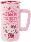 Silver Buffalo Sanrio Hello Kitty Double Wall Stainless Steel Coffee Mug with Handle Featuring Hello Kitty, 15 Ounces