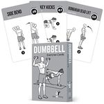 Dumbbell Exercise Cards Home Gym Workouts Strength Training Building Muscle Total Body Fitness Guide Workout Routines Bodybuilding Personal Trainer Large Waterproof Plastic 3.5 x5 Cards Burn Fat