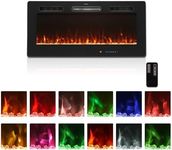 Homedex 42" Electric Fireplace, Electric Fireplace Inserts Recessed/Wall Mounted with Touch Screen, Remote Control with Timer, 12 Adjustable Flame Colors, Log & Crystal Options, 750/1500W Heater