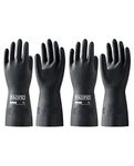 Pacific PPE 2Pairs Chemical Resistant Gloves Latex Cleaning Protective Gloves Resist Strong Acid, Alkali and Oil Safety Work Gloves 28mil Heavy Duty Gloves 12.6Inch XL Black