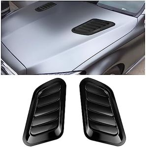 CGEAMDY Car Hood Vents, Universal Car ABS Decorative Air Flow Intake Scoop Turbo Bonnet Vent Cover Hood for Bonnet Vent Hood Air Intake Trim Cover, ABS Plastic Chrome, Multiple Colours (Black)