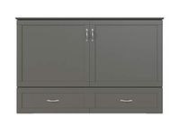 Atlantic Furniture AC624149 Hamilton Murphy Bed Chest with Charging Station & Mattress Queen Grey