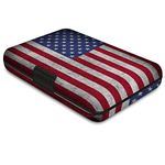 TopMost RFID-Blocking Aluminum Wallet Credit Cards Holder for men & women - Slots for 12 Cards And Bills, USA Flag, Small, Card and Bills Holder