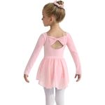 Naiyafly Girls Ballet Dress Kids Dance Leotard Costume Toddler Long Sleeve Ballet Dance Dress Outfit Gymnastics Dance Leotard with Chiffon Skirt