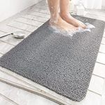 Non Slip Bathtub Mat,20x32 Inch,Shower Mats for Bath Tub,Soft Textured Bath, Shower Mat,PVC Loofah Bath mat for Tub,Shower,Bathroom,Quick Drying/Grey