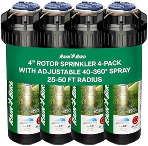 Rain Bird 52SA Premium Gear Drive Rotor Sprinkler Head, 4 Pack - Stainless Steel Shaft for Longer Life - 4 inch Pop Up Lawn Sprinkler with 3/4 inch Inlet, Adjustable 40-360 Degree Arc, 25-50 ft Radius