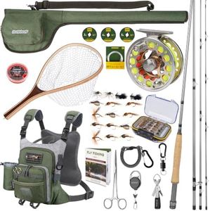 QualyQualy Fly Fishing Combo with Chest Pack, Fly Fishng Net