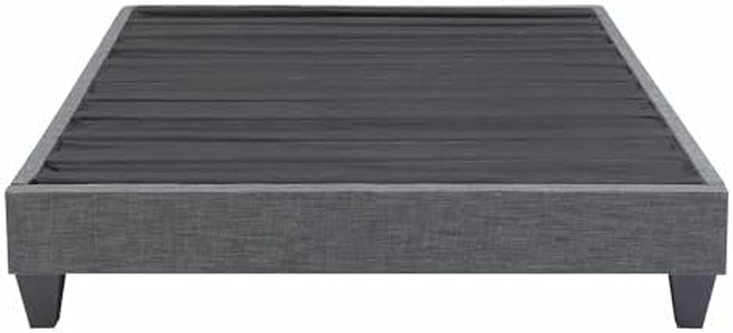 Platform Bed Frame with Fabric Upholstered and Wooden Slats Support