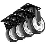 4 inch Swivel Caster Wheels, Heavy Duty Plate Casters with no Brake Total Capacity 1200lbs (Pack of 4)