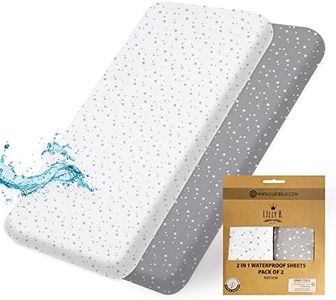 Lilly B. Organic Cotton GOTS 2in1 Pack of 2 Waterproof Baby Cot Sheets, Used Instead of Mattress Protector, Compatible with, Next2me, Snuzpod and All Bedside Cribs, Bassinets up to 90x55cm (Stars)