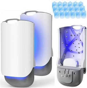 2 Pack Flying Insect Trap with Night Light, Indoor Plug-in Mosquito Killer with UV Attractant Catcher for Flies, Fruit Flies, Gnats & Other Flying Insects, 2 Device, 18 Sticky Trap Boards