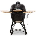 KAMADO BONO Ceramic BBQ Grill, 23" Grande, Black I Kamado BBQ Charcoal Grill with Dual Zone Grilling System I Egg BBQ Smoker for Cooking, Smoking & Baking