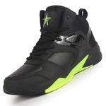 FAUSTO FST FJMMC-18001 BLACK-42 Men Black High Top Colorblocked Chunky Classic Lace Up Sneakers|Breathable Basketball Shoes with Memory Cushion|Anti Skid Comfort Grip Sole (8 UK)