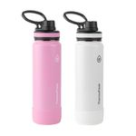 ThermoFlask Double Wall Vacuum Insulated Stainless Steel 2-Pack of Water Bottles, 24 oz, Strawberry/Arctic White