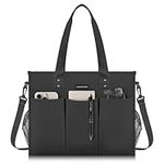 HOMESPON Tote Bag for Women large handbags with Zipper waterproof Laptop Compartment for Work Nurse Teacher Shopping School(Large Black)