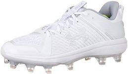 Under Armour Men's Yard Low MT TPU Baseball Cleat, (100) White/White/Metallic Silver, 10.5