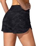 Jarvanv Women's Swim Shorts with Pockets High Waisted Tummy Control Board Swimsuit Bathing Shorts for Women with Liner, Black Camo, 3X-Large