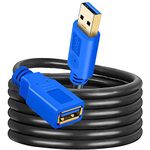 USB 3.0 Extension Cable 20Ft,USB 3.0 Extender Cord Type A Male to A Female for Oculus VR, Playstation, USB Flash Drive, Card Reader, Hard Drive,Keyboard,Printer,Camera and More (20Ft/6M,Blue)