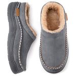 Zigzagger Men's Fuzzy Moccasin Slippers Indoor/Outdoor Fluffy House Shoes, Dark Grey, 10/11 UK