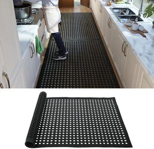 uyoyous Rubber Floor Mat with Drainage Holes 59 x 35.4 Inch Commercial Floor Rubber Matting Non-Slip Backing Restaurant Bar Kitchen Floor Mat Indoor Outdoor for Wet Area