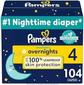 Pampers Diapers Size 4, 104 Count - Swaddlers Overnights Disposable Baby Diapers, Enormous Pack (Packaging May Vary)