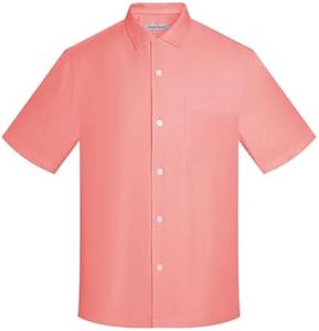 Havana Breeze Men's 100% Silk Relaxed-Fit Camp Shirt Orange
