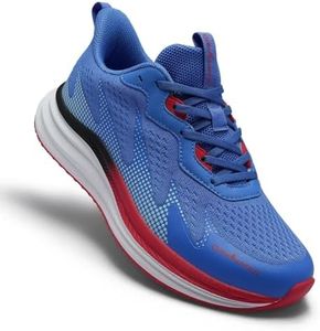 Men's Orthopedic Backpacking Casual Athletic Sneaker: Plantar Fasciitis Bunions Recovery Arch Support Walking Shoes, Slip On Relieves Heel Pain Flat Feet Hiking Gym Running Shoes Blue/Red Size 10.5