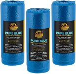 Dura-Gold 48" Wide x 88' Long Roll of Pure Blue Pre-Folded Making Film, 3 Pack - Overspray Paintable Plastic Protective Sheeting, Pull Down Drop Sheet, Auto Painting, Cover Cloth Home Walls Furniture