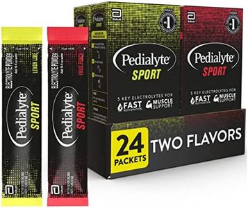 Pedialyte Sport Electrolyte Powder, Fast Hydration with 5 Key Electrolytes for Muscle Support Before, During, & After Exercise, 12 Lemon Lime & 12 Fruit Punch, 0.49-oz Packets (24 Count)