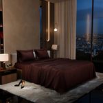 Stoa Paris 300 TC Satin Bedsheet Double Bed with Pillow Covers, Premium Ultra Satin Bedding Set, Gifts for Women, Couples, Wedding, Bedroom Home Furnishing, Date Night Collection - Hot Chocolate