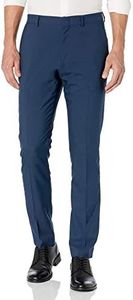 Perry Ellis Portfolio Very Slim Men's Dress Pants, Stretch Non-Iron Fabric, Flat Front, Soft and Durable Slacks for Men, Ink, 36W x 29L