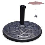 TANGZON Resin Parasol Base, 14KG/18KG/20KG Heavy-Duty Round Patio Umbrella Weight Stand with Adjustable Knob, 38MM/48MM Garden Parasol Sunshade Holder (20KG, 55 x 55 x 35cm, Bronze)