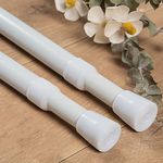 2PCS Tension Rods for Net Curtains Easy Use Net Curtain Rods Extendable Spring Loaded Tension Rod for Kitchen, Bathroom, Wardrobe, Window, Diameter: 22mm(100-180CM/39.4-70.9Inch,White)