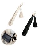 RHQFDM 2 Pieces Boho Keyring Braided Keychain Wrist Lanyard Key Ring Women Tassel Hanging Rope Keychain Macra Keyring Used For Hanging Car Keys And Mobile Phones