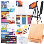 Shuttle Art 168 Pcs Artist Painting Set, Deluxe Art Set with Paint, Aluminum and Wooden Easels, Canvas, Paper Pads, Brushes and Other Art Supplies, Complete Painting Kit for Adults, Kids and Artists